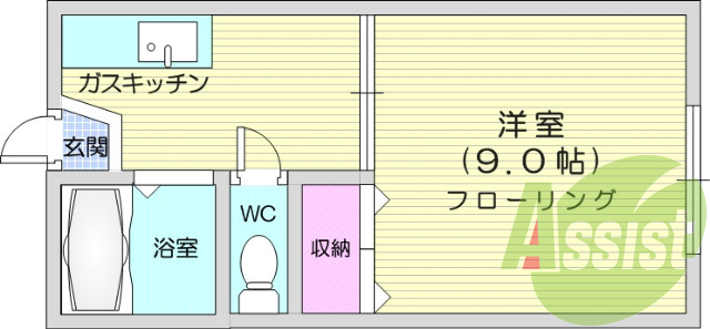 1K、バス・トイレ別、収納スペース、ペット相談
