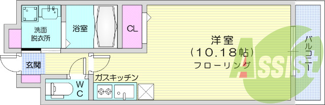 １Ｋ、オートロック浴室乾燥機、ＴＶ付インターホン。