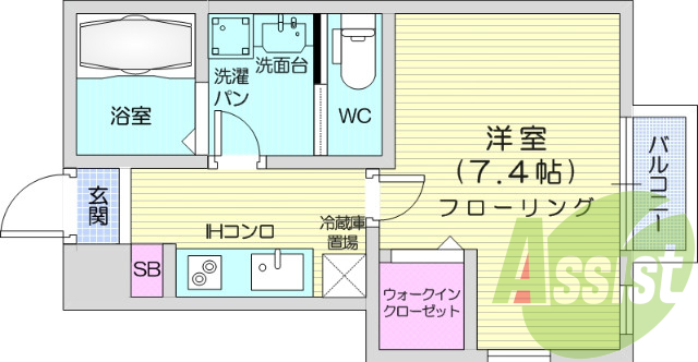 １K、IHクッキングヒーター、インターネット無料