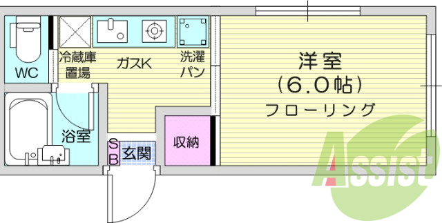 1K、オートロック、宅配BOX、浴室乾燥機、エアコン