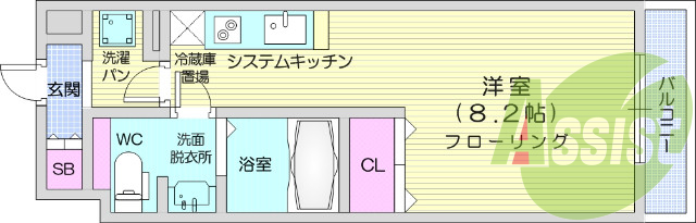 1R、エアコン、バストイレ別、インターネット無料