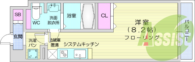 1R、エアコン、バストイレ別、インターネット無料