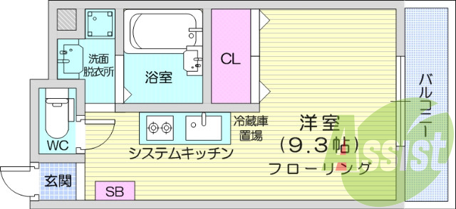 １R、システムキッチン、シャンドレ、TVモニターホン
