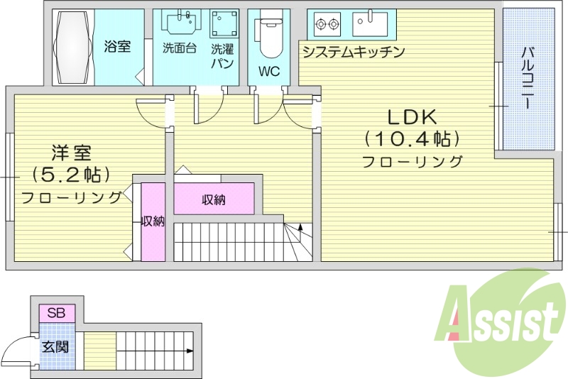 １LDK、浴室乾燥機、追い焚き機能、システムキッチン