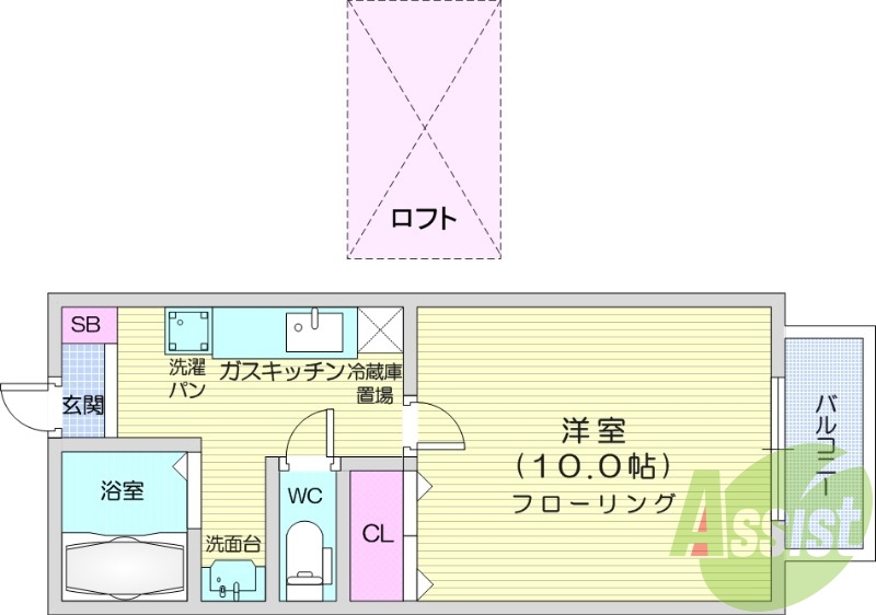 1k、独立洗面台、日当たり良好、インターホン