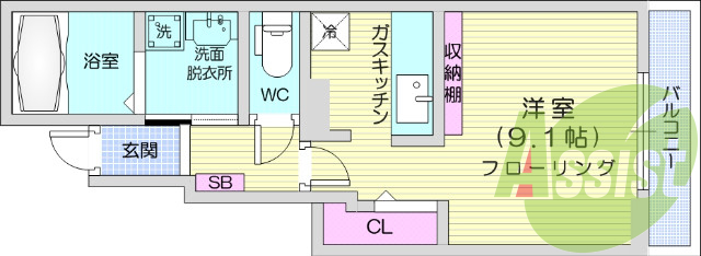 １K、エアコン、モニター付きインターホン、追い焚き機能