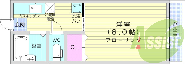 1K、エアコン、バストイレ別、モニター付インターホン