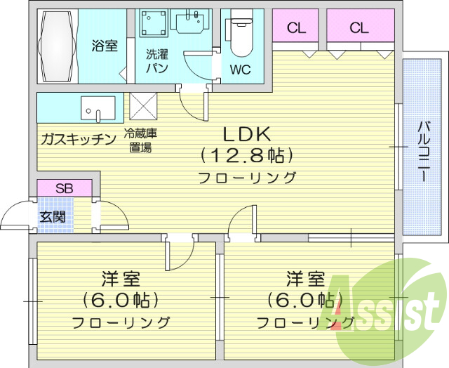 3DK、追い焚き機能、バストイレ別、エアコン