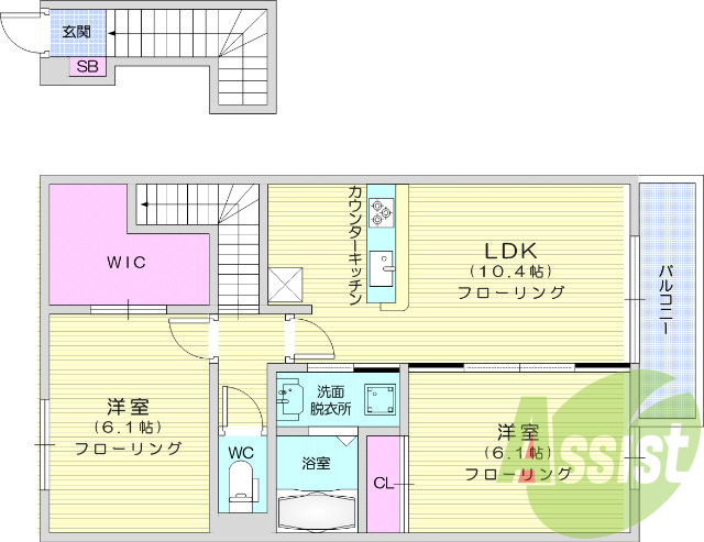 2LDK・ウォシュレット機能・シャンプードレッサー