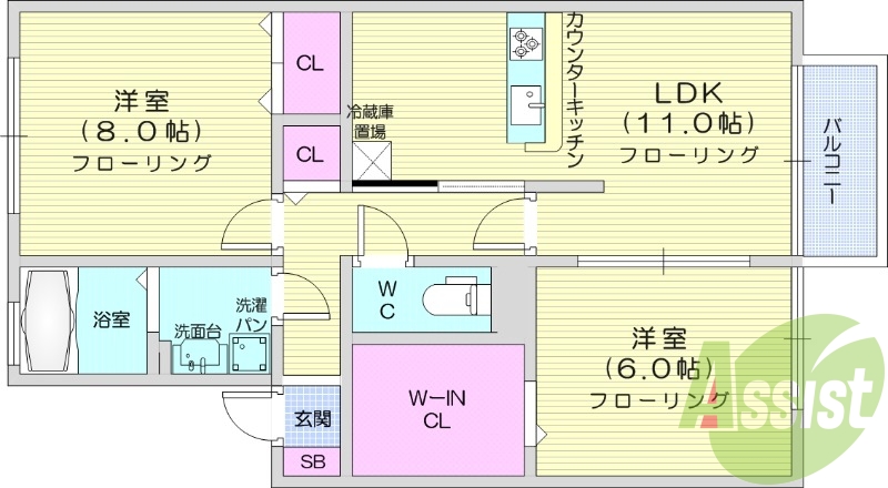 2LDK、ペット飼育可、ウォシュレット、モニターインターホン