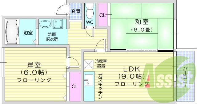 2LDK、バストイレ別、BSアンテナ、追い焚き機能