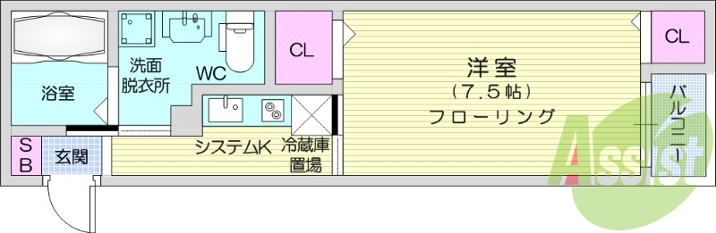 1K、インターネット無料、フローリング、エアコン