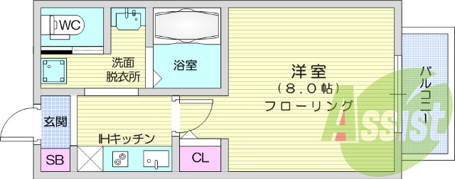 1K、収納、セパレート、エアコン、インターホン、シャワー