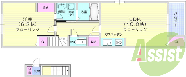 1LDK、エアコン、追い炊き機能、バストイレ別、浴室乾燥機