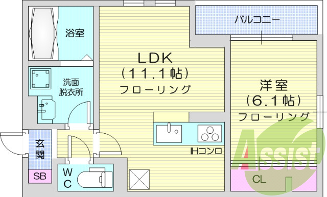 1LDK、オートロック、浴室乾燥、追い焚き、洗面化粧台