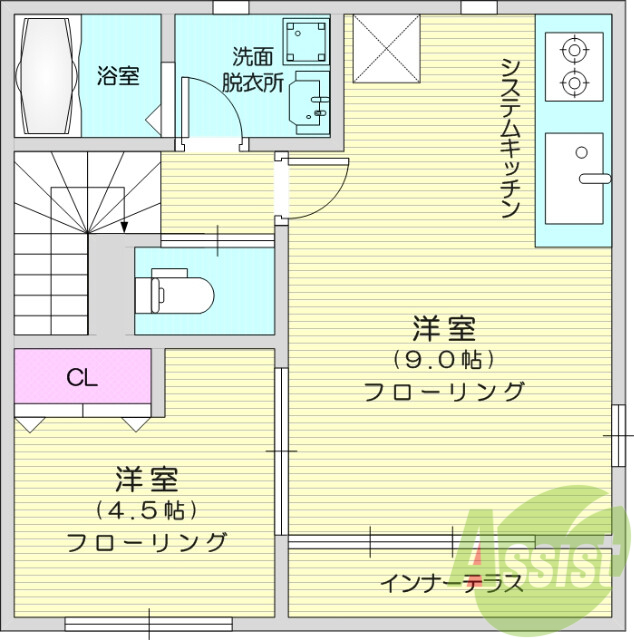 1LDK、フローリング、追い焚き機能、ウォシュレット