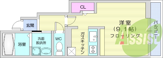 1K、追い焚き機能、浴室乾燥、システムキッチン