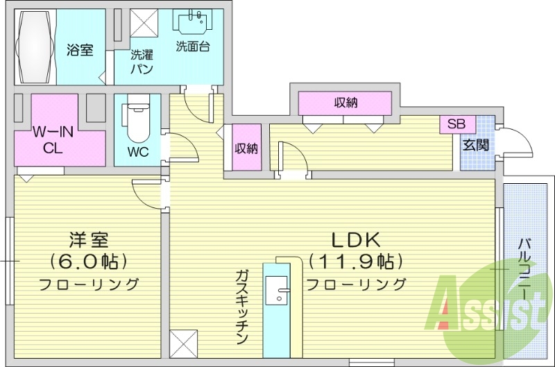 1LDK、浴室乾燥機、室内洗濯機置き場、追い焚き機能