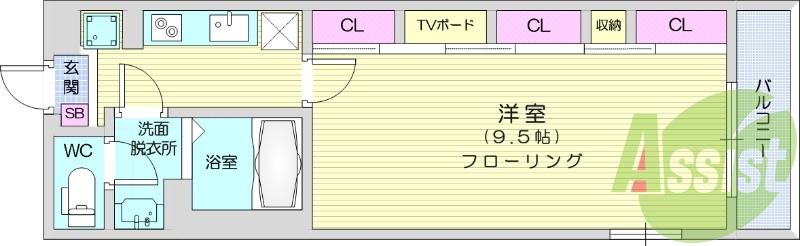 1K、オートロック、独立洗面、浴室乾燥、壁面収納