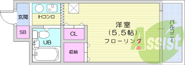 １K、都市ガス、光ファイバー、エアコン付き