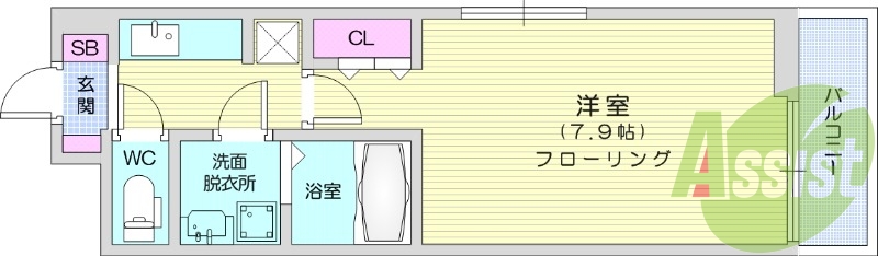 1K、ネット無料、オートロック、浴室乾燥、宅配BOX