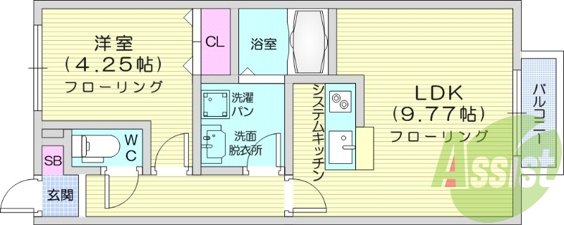 1LDK、エアコン、室内洗濯機置場、トイレ浴室別、収納