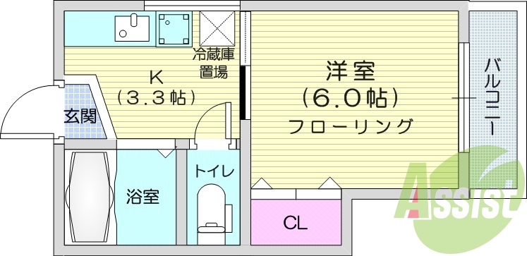 1K、モニターホン、バルコニー、エアコン、温水洗浄便座