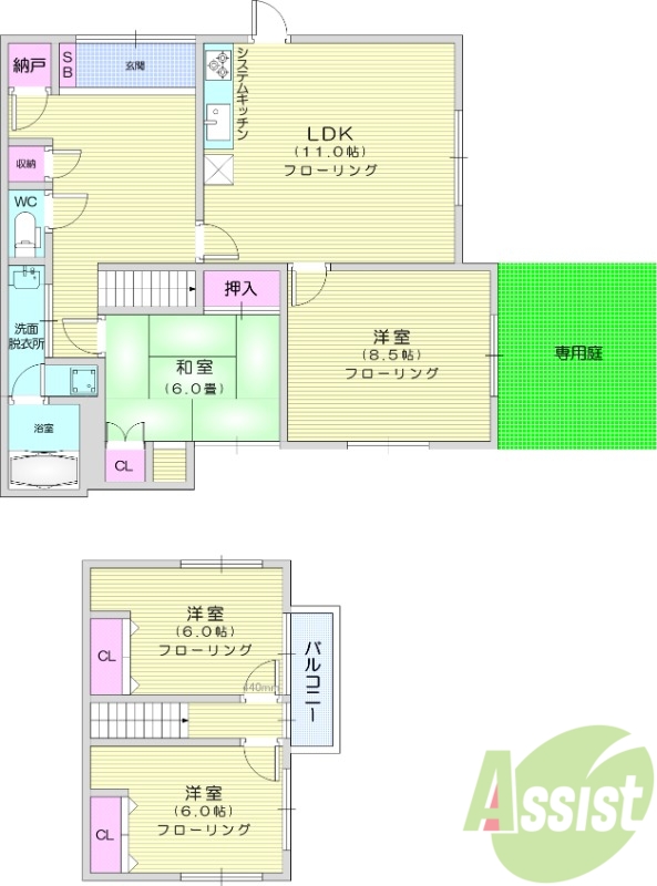 4LDK、都市ガス、南向き、リノベーション済、バルコニー