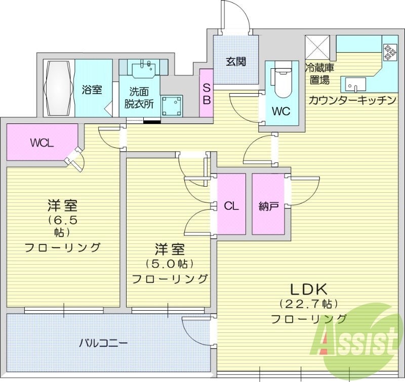 3ＬＤＫ、カウンターキッチン、バス・トイレ別、