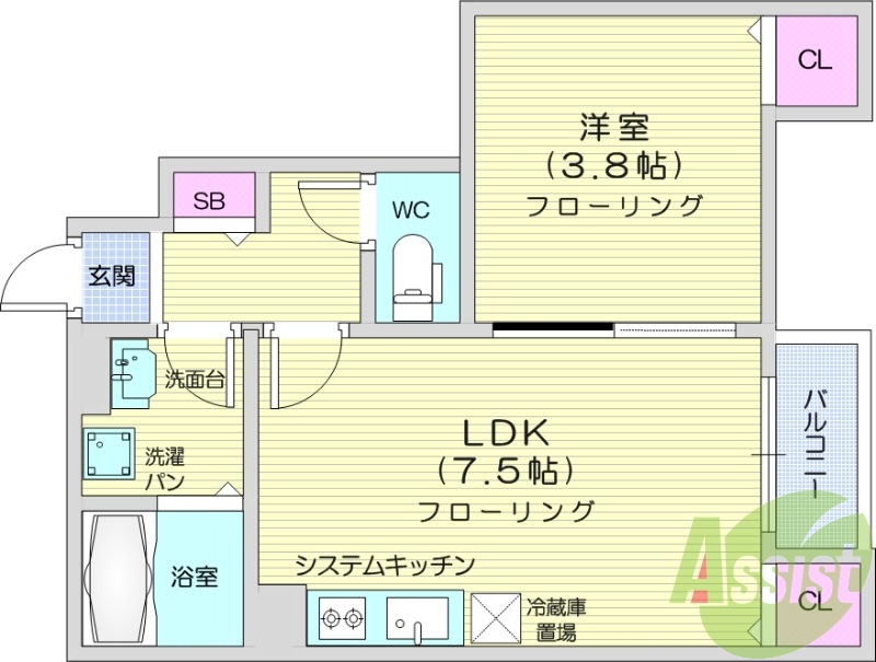 １LDK、エアコン、追い焚き、モニター付きインターホン
