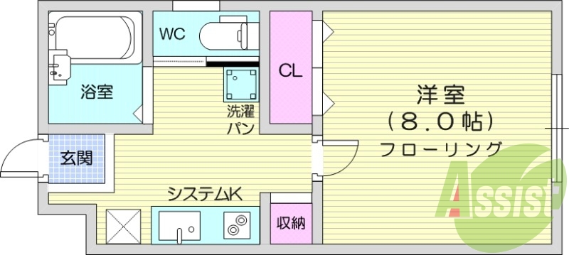 単身者様向け1K物件、エアコン、温水洗浄便座付き