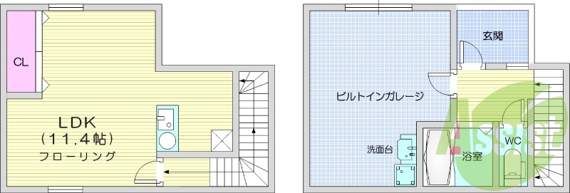 ビルトインガレージ、１ＳＲ、エアコン、浴室乾燥機