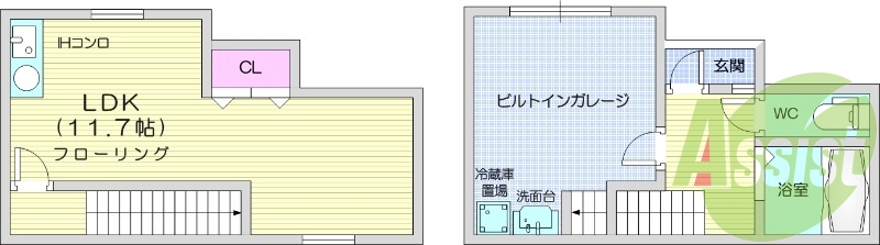 ビルトインガレージ、１ＳＲ、エアコン、浴室乾燥機