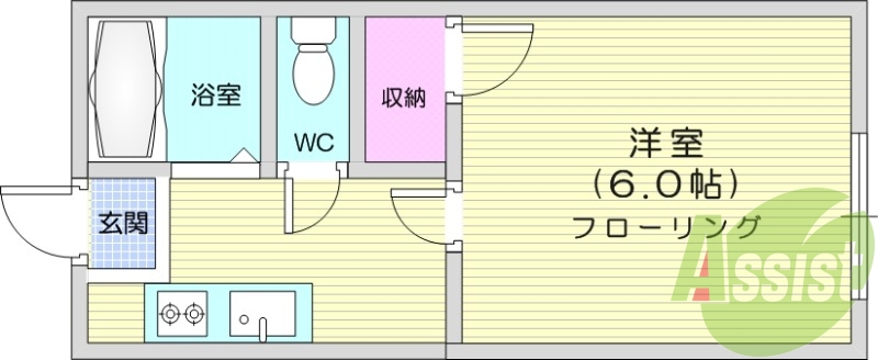 単身者様向け1K、追い焚き機能、バストイレ別
