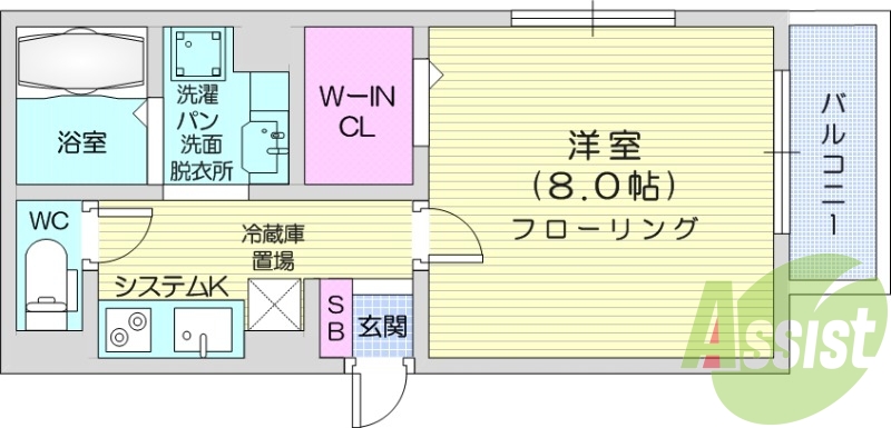 1K、オートロック、バストイレ別、宅配ボックス