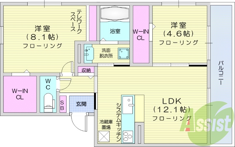 2ＬＤＫ、エアコン、独立洗面台、インターネット無料