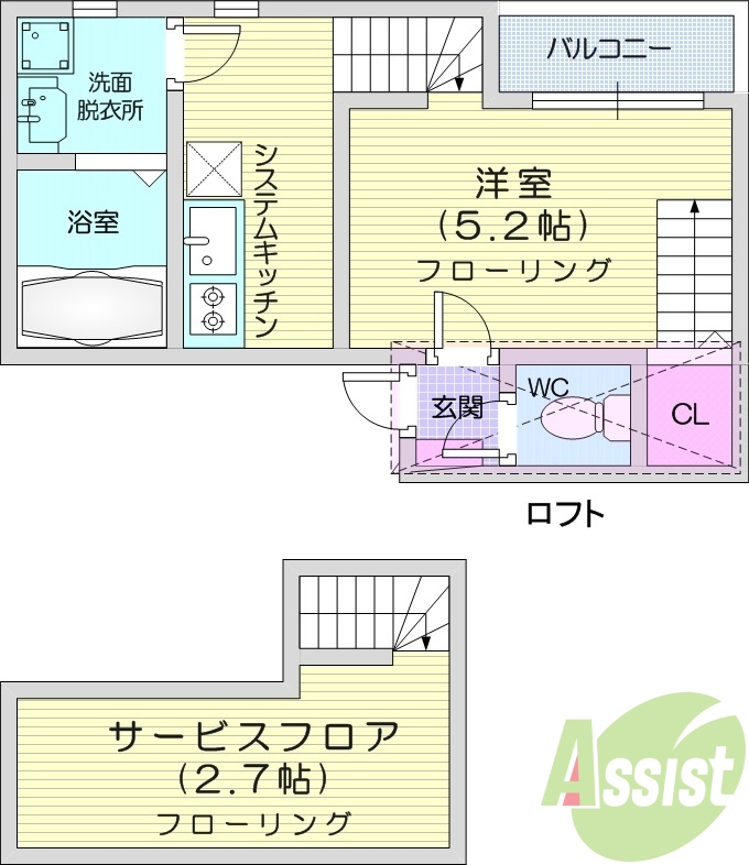 1K+ロフト、ネット無料、温水洗浄便座、エアコン。