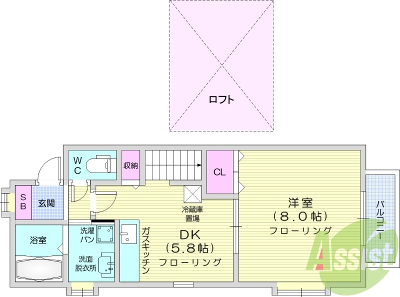1DK、モニター付きインターホン、温水洗浄便座