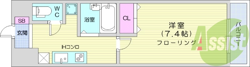 １Ｋ、オートロック、浴室乾燥機、IHクッキングヒーター