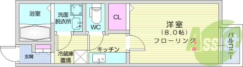 1K、インターネット無料、エアコン、追い焚き機能