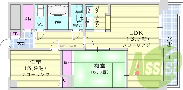 ２LDK、オートロック、宅配BOX、エレベーター、追い焚き