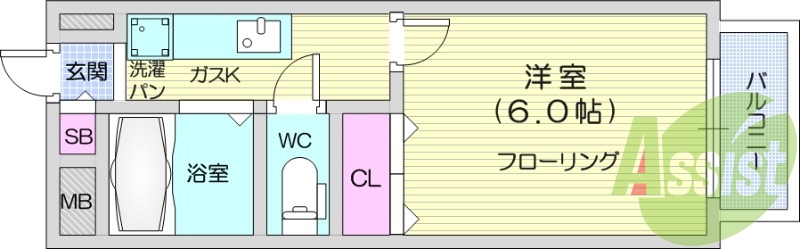 陽当り良好　１Ｋ　エアコン　バストイレ別　宅配ボックス　