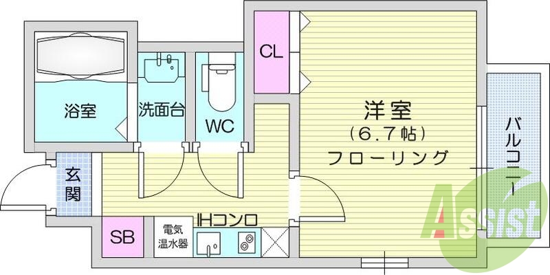 １K、インターネット無料、オール電化、宅配BOX