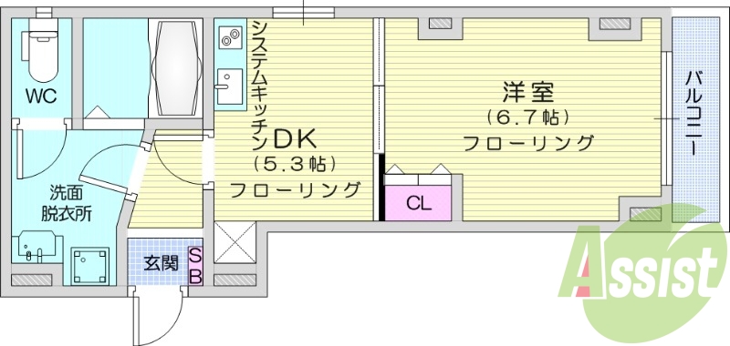 1DK、エレベーター、南向き、追い焚き機能、温水洗浄便座