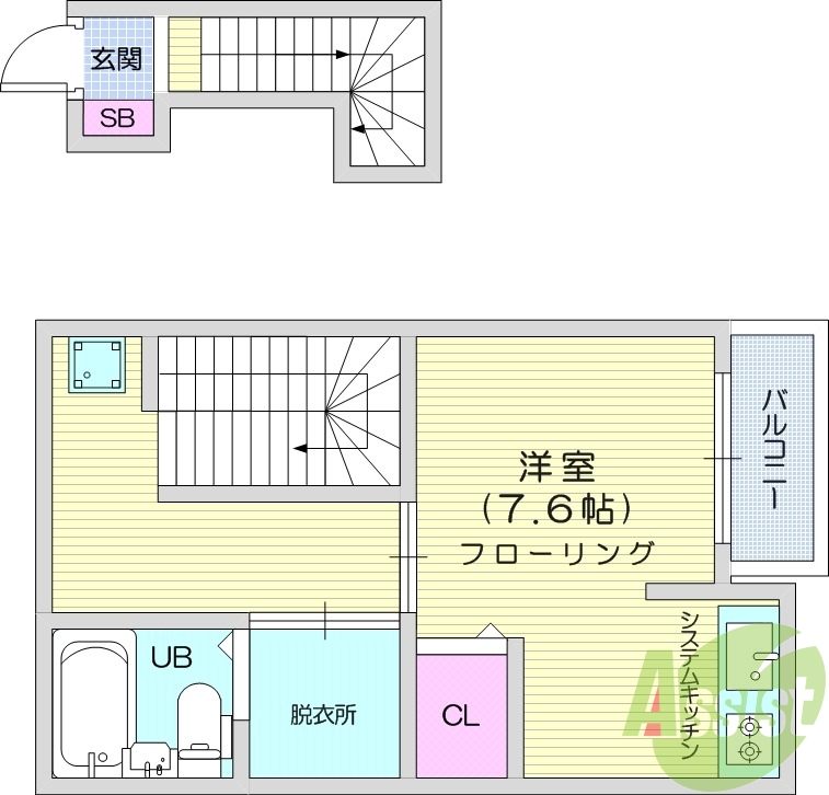 1R、モニター付きインターホン、温水洗浄便座