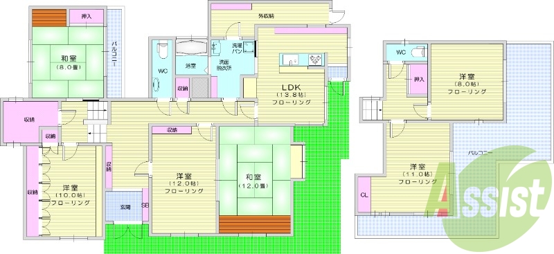 戸建て、6LDK、都市ガス、ペット可、追炊き機能