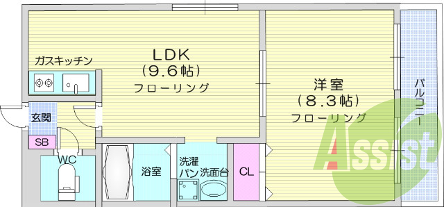 1LDK、追い焚き、BS、インターネット無料