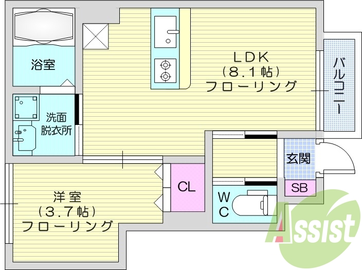 1LDK、追焚機能、浴室乾燥機、温水洗浄便座