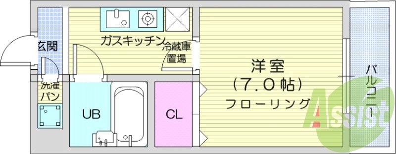 1K、角部屋、ネット無料、エアコン、モニター付きインターホン