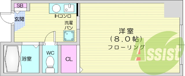 １Ｋ・エアコン・ＩＨ・都市ガス・温水洗浄便座